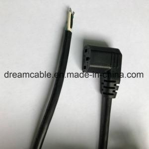 2m Black UL VDE Left Angle Power Cord with Stripped End