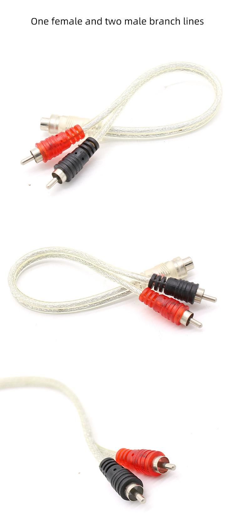 Audio Cable RCA Plug to RCA Plug Audio AMP 2 RCA One to Two Car Audio Lines