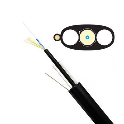 Fiber and Electric Hybrid Flat Drop Cable Fibra Optica Cable Outdoor Aerial 1-24core Flat Toneable Cable