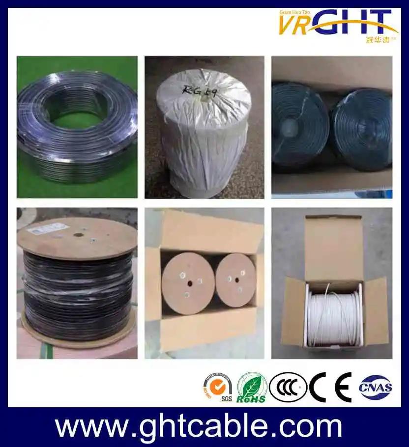 1.0mmccs, 4.8mmfpe, 112*0.12mmalmg, Od: 6.8mm Black PVC Coaxial Cable RG6