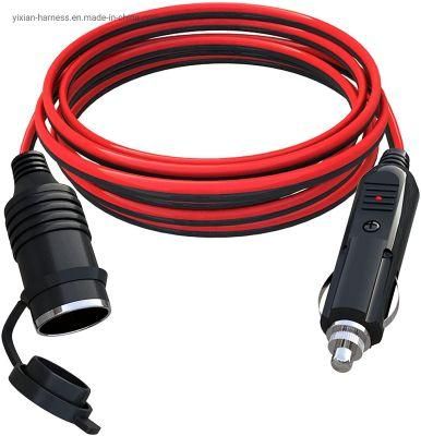 Custom 6FT 12V Car Extension Cord, Male Plug to Female Socket Extension Cable with LED Lights16AWG