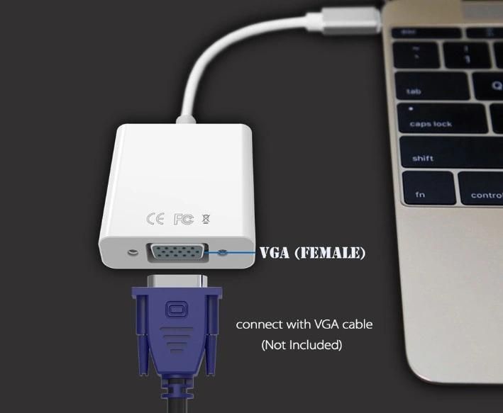 Type C Male to VGA UHD Adapter Female Adapter Cable Converter (C-VGA-01)