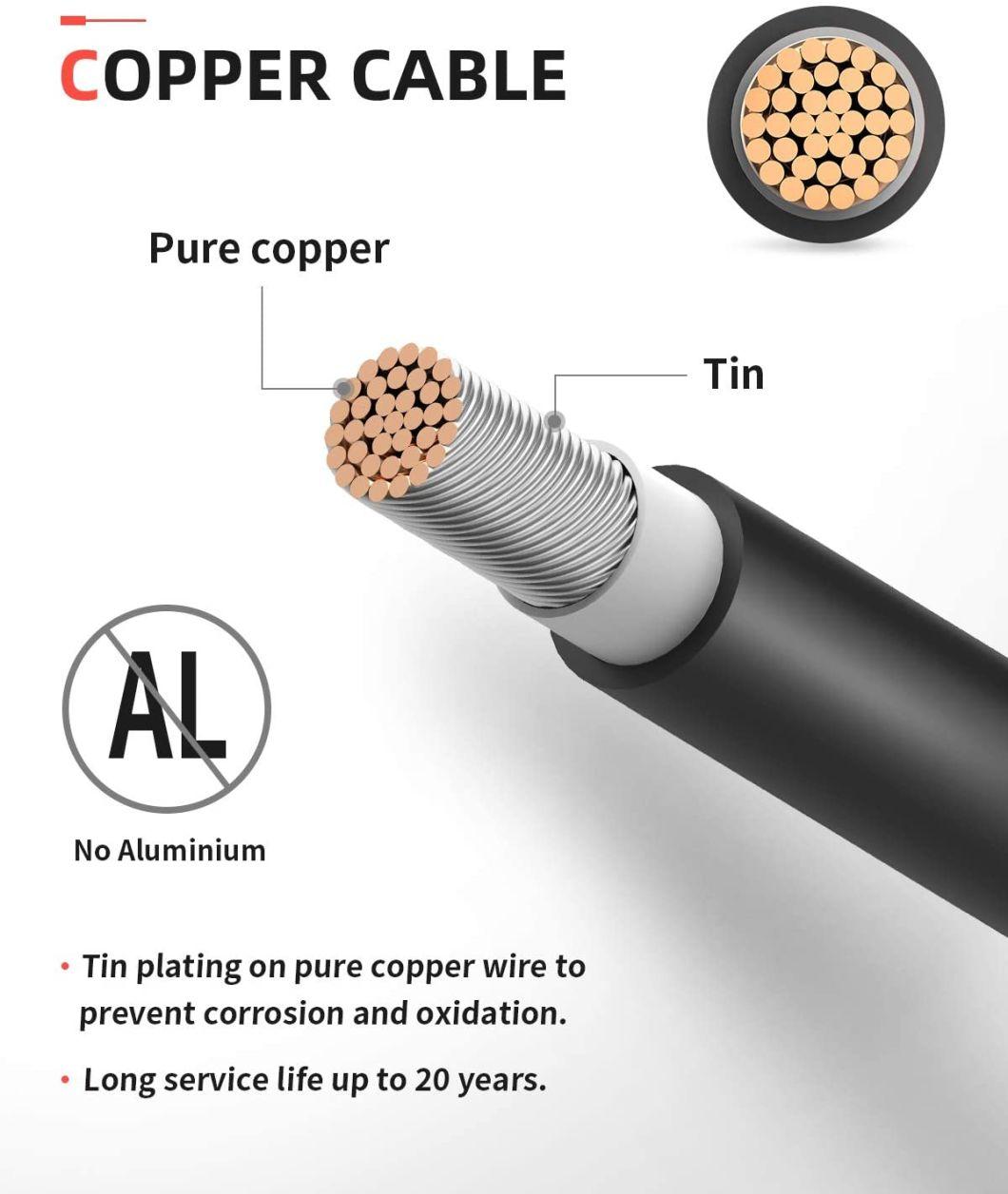 High-End Tin Plated Copper Conductor DC Solar PV Cable 18-4/0 AWG Single-Core Solar Cable