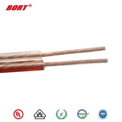 ISO9001 RoHS Compliant Transparent Two Core Speaker Cable