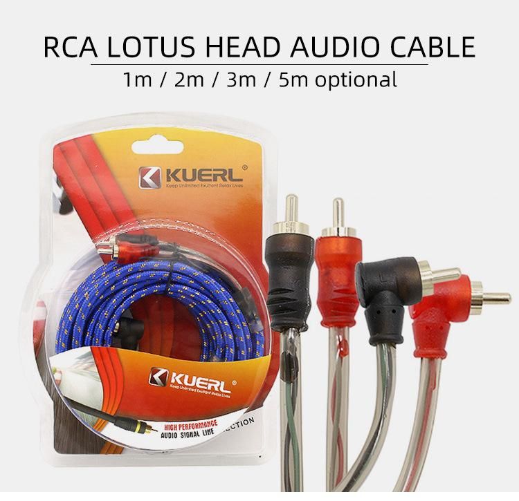Car Audio Cable 5 Meter Blue Car RCA Cable with Color Box