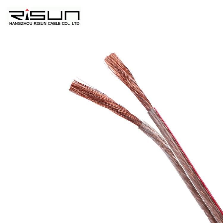 High Quality Bare Cooper Conductor 2 Cores Transparent Speaker Audio Cable