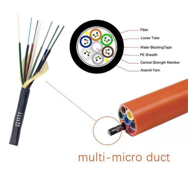 Gcyfy 1/2 /4/8/16/32/48 Cores HDPE/ PVC /PC/ PE Micro Duct Fully Dry Air Blowing Fiber Optic Cable