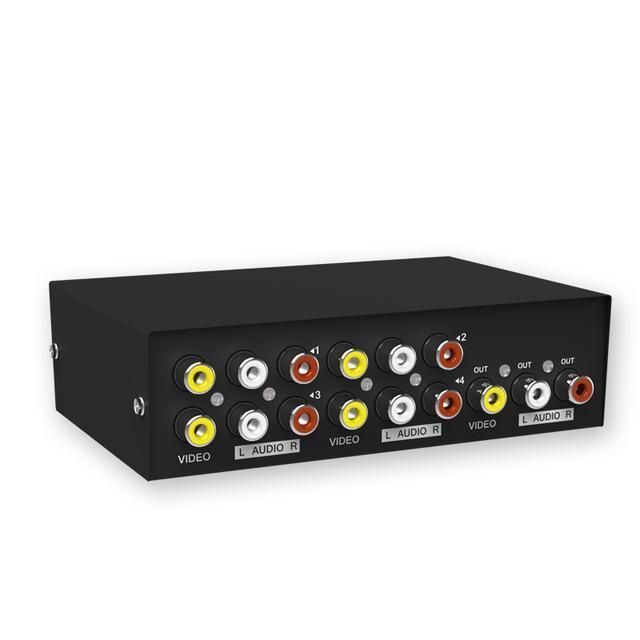 4 Port AV RCA Switch 4 in 1 out Composite Video L/R Selector Box for DVD Player