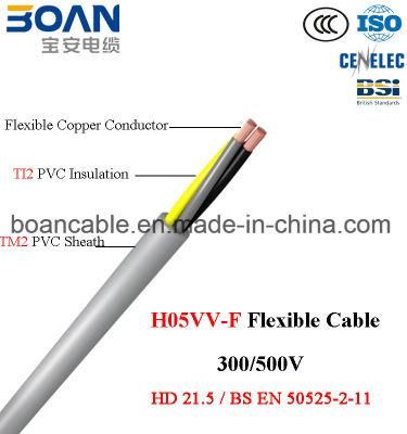 H05VV-F, Flexible Copper PVC Cable, BS En 50525-2-11, 300/500V
