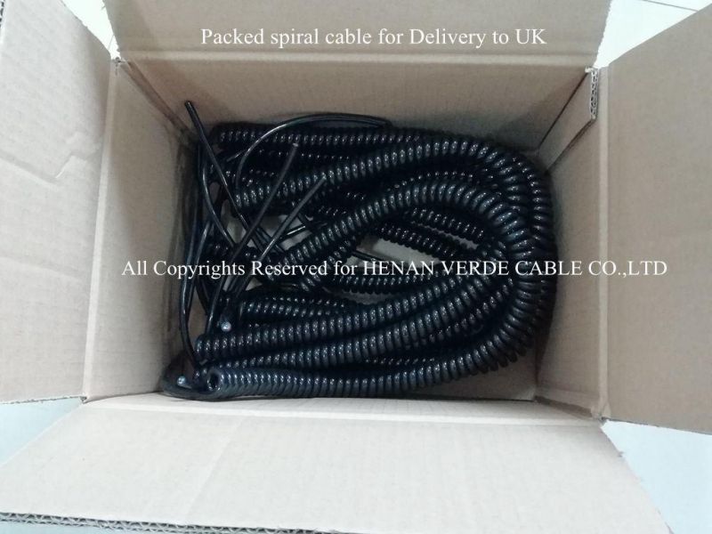 Oil and UV Resistant PU Sheath Spring Spiral Electric Power Cables Coiled Cable