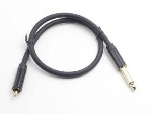 Black 6.35mm Ts Male to RCA Male Cable