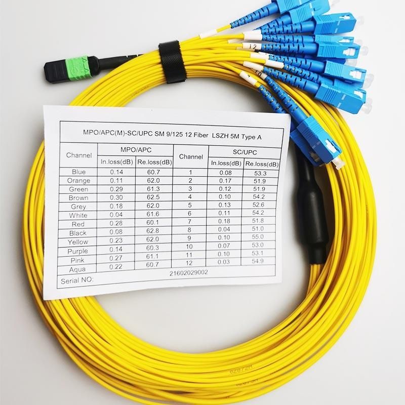 China Manufacture Single Mode 12 Fiber MPO Trunk Cable MPO Indoor Fiber Optic Patch Cord