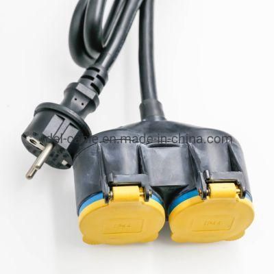 Extension Cable 3 M with Double Socket 250V/16A IP44 Power Distribution Garden Plug Outside Garden Coupling Schuko Plug H07rn-F 3G1 Outdoor