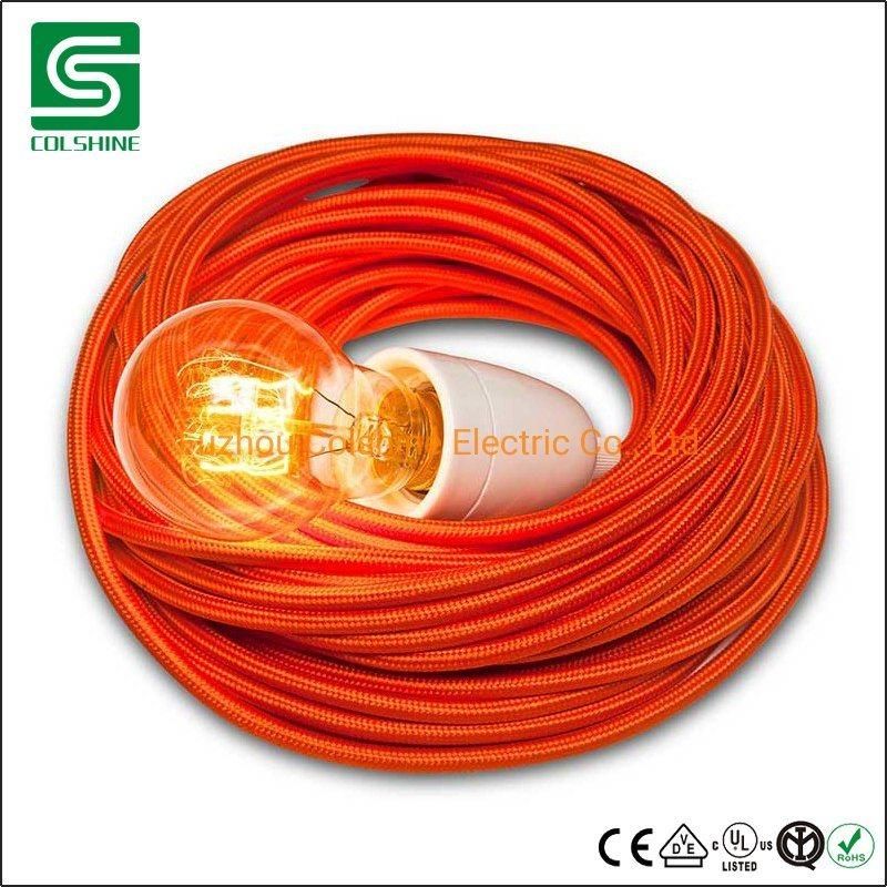 Round Vintage Fabric Braided Woven Flexible Electrical High Quality Lighting Wire Cord Cable