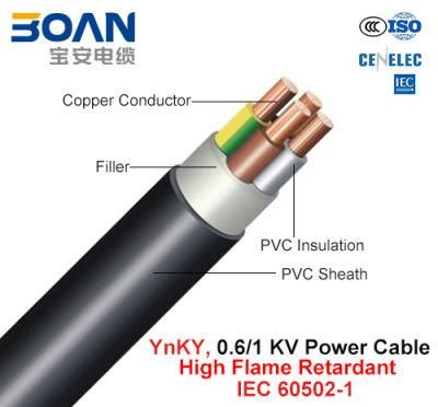 Ynky, Power Cable, 0.6/1 Kv, High Flame Retardant Cu/PVC/PVC (IEC 60502-1)