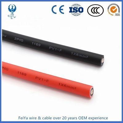 LSZH Lsoh Xlpo PV Insulated Stranded Flexible Copper Solar Panel Electrical Wire 4mm2 6mm2 Single Core DC PV1-F H1z2z2-K Electric Solar Cable