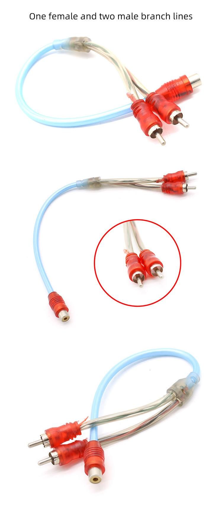 Good Price Audio Wire RCA Plug to RCA Plug Audio AMP 2 RCA One to Two Car Audio Branch Cable
