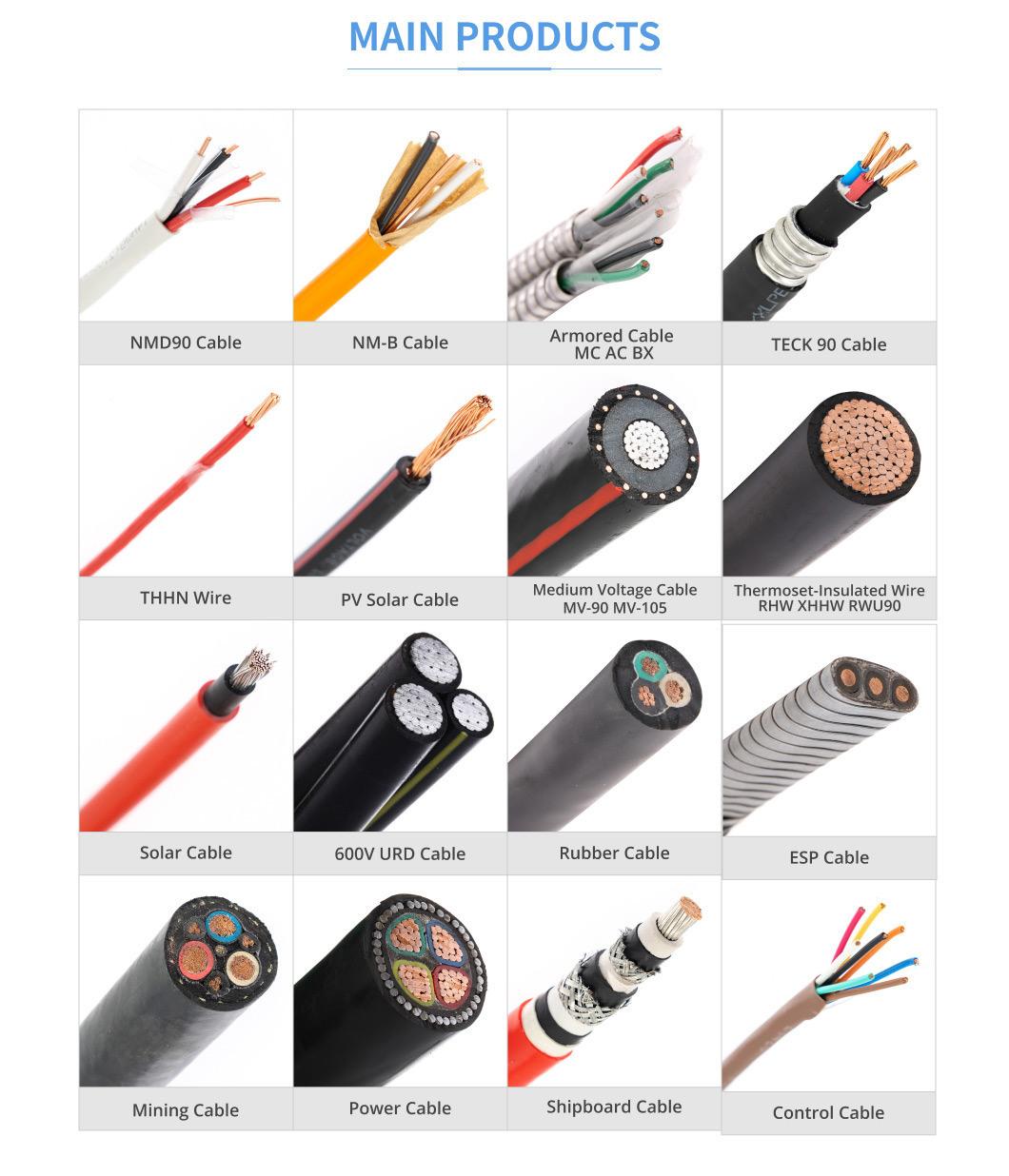Medium Voltage Industrial 15kv 35kv Xlp Epr Urd Mv-90 & Mv-105 Power Cable UL Type 1072 Icea 94 649 Electric Aluminum Conductor Underground Distribution Wire