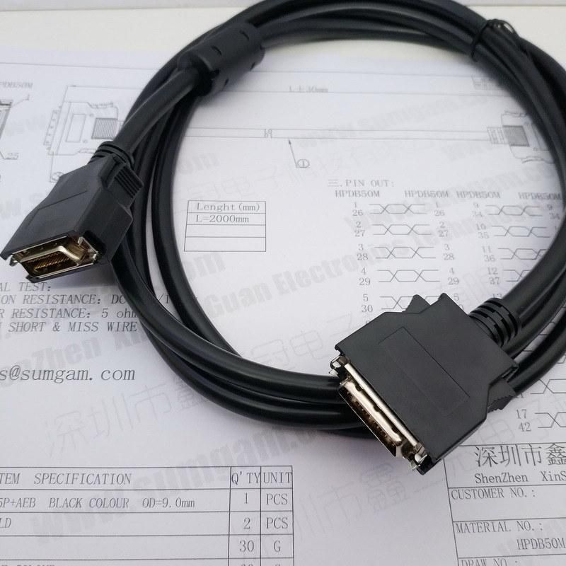 Customized Cable Hpdb50pin SCSI Cable for Servo Motor Controller