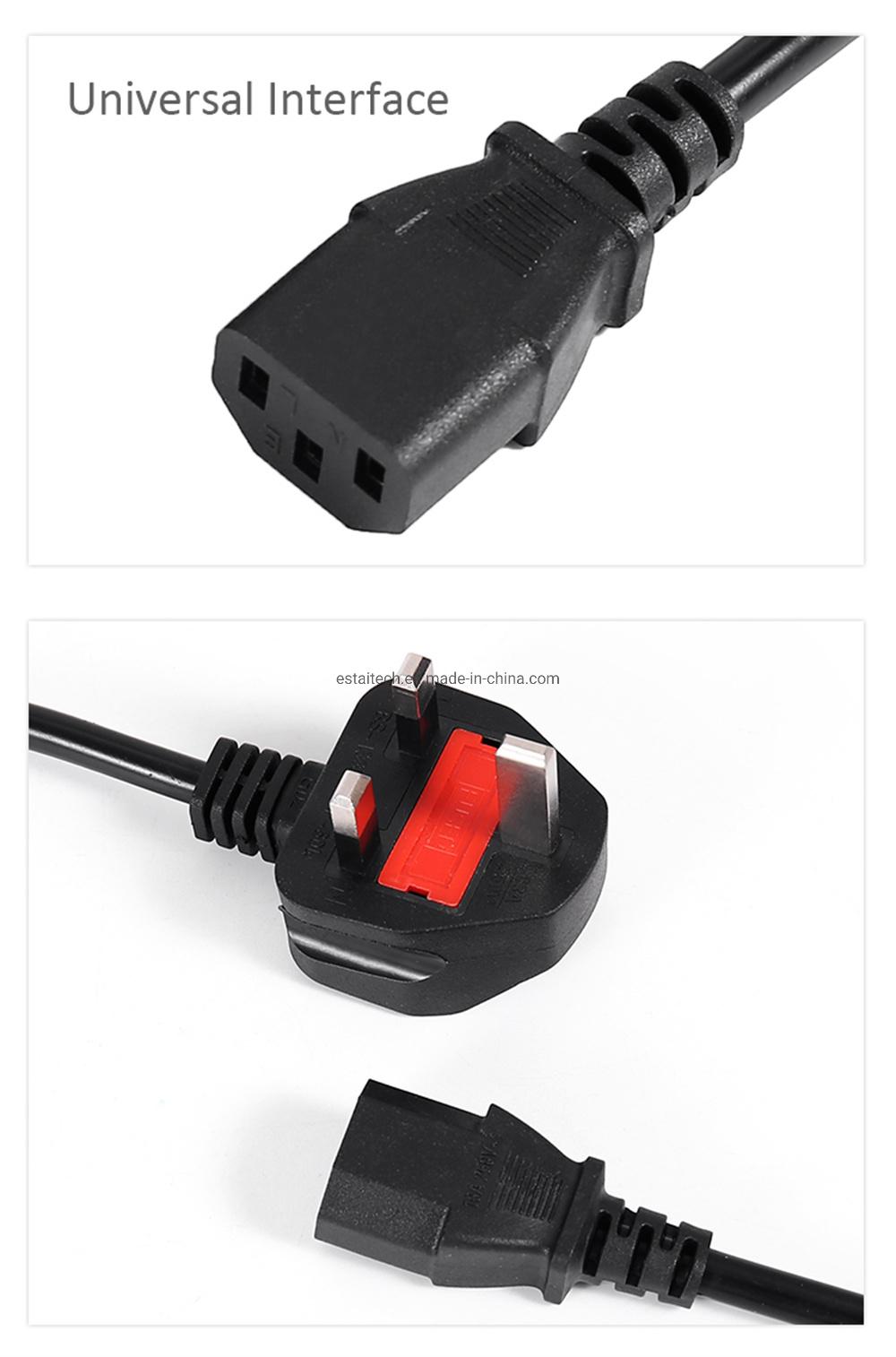 China Factory Direct Sales 3p Plug to Angle IEC C13 UK Power Lead AC Power Cords