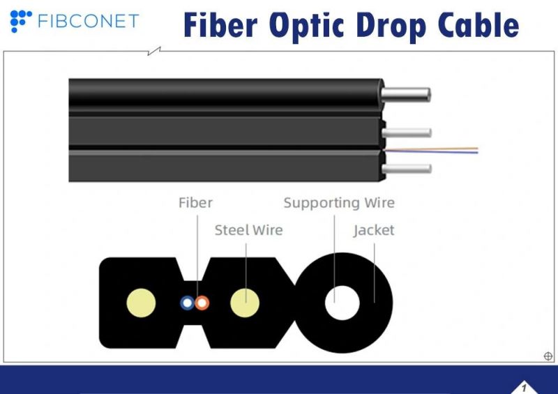 FTTH Outdoor 2 Core G657A1 G657A2 Gjyxch GJYXFCH Self-Supported Drop Fiber Optic Cable