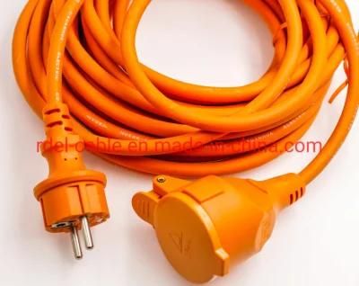 Euro Waterproof IP44 Schuko Plug with Socket Rubber Power Cord