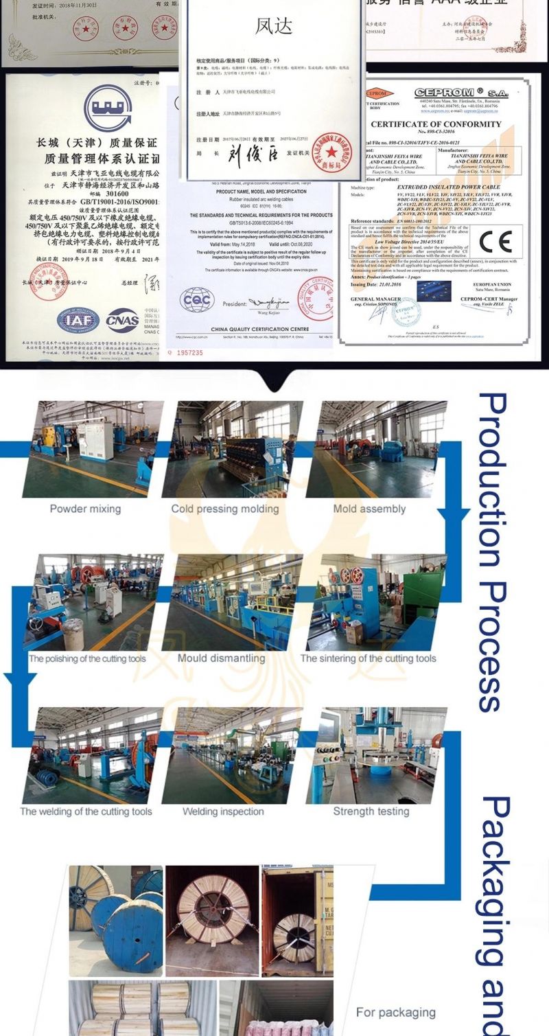 PVC/Rubber Insulation and Sheath 6 AWG Flexible Welding Cable