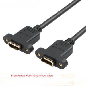 35cm Black Female HDMI Panel Mount Cable with Embedded Nuts