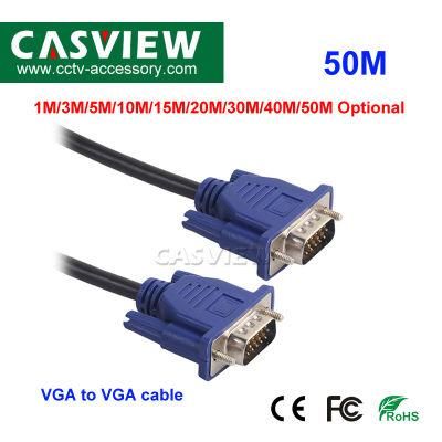 50m VGA Line Male to Male Blue 15pins M/M HDMI VGA HD Transfer Wire Video