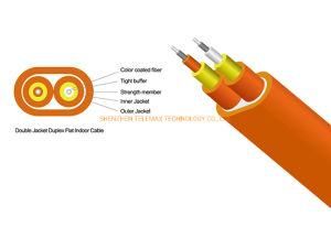 Sm/Om2/Om3/0m4 Duplex Flat Indoor Fiber Optical Cable Double Jacket PVC LSZH PE 2000m/Spool