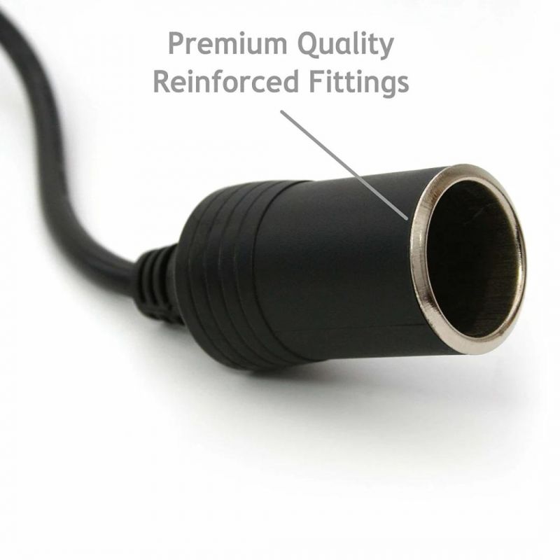 Cigarette Lighter Extension Cord Cigarette Lighter Cable 3.7m/12.1FT Cigarette Lighter Socket, 11 AWG Electric Wires (Black)