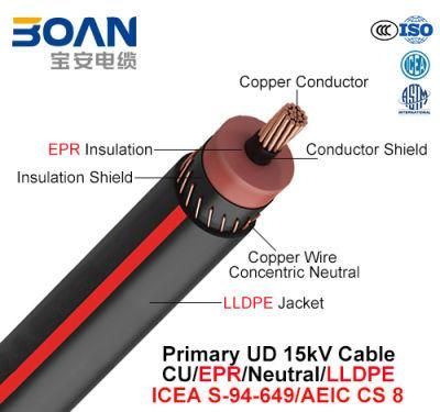 Primary Ud Cable, 15 Kv, Cu/Epr/Neutral/LLDPE (AEIC CS 8/ICEA S-94-649)