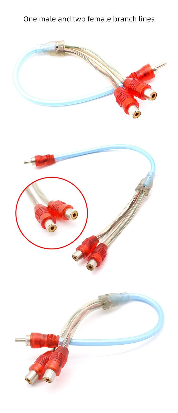 Good Price Audio Wire RCA Plug to RCA Plug Audio AMP 2 RCA One to Two Car Audio Branch Cable