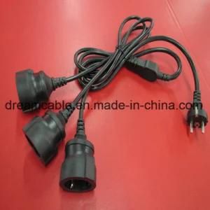 1.8m Black VDE Cee Plug Triple EU Power Extension Cord