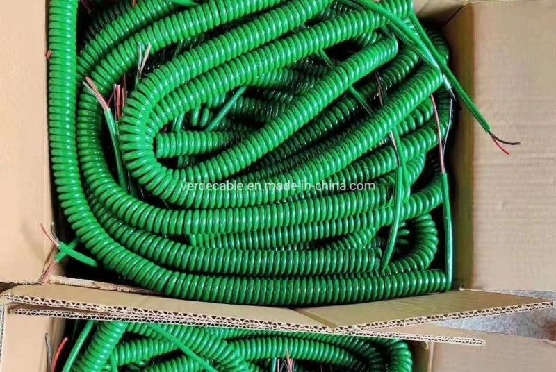 Multicore Flexible PUR Jacket Curly Coil Retractable Cables Spiral Coiled Power Cable