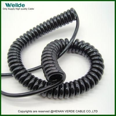 Oil Resistant PUR Retractable Trailing Arm Robot Eletrical Cables Spiral Coiled Cable