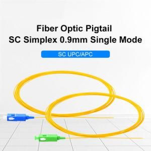 Sc APC Fiber Optic Pigtail Simplex 0.9mm 9/125 Single Mode 1 Core Sc Upc Optical Fiber Pigtail 1.5m