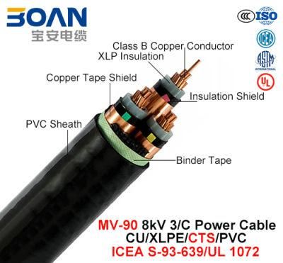 Mv-90, Power Cable, 8 Kv, 3/C, Cu/XLPE/Cts/PVC (ICEA S-93-639/NEMA WC71/UL 1072)