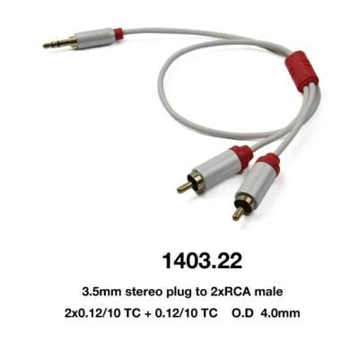 Aux Cable Mini 3.5mm Stereo Plug to 2 X RCA Male (1403-22)