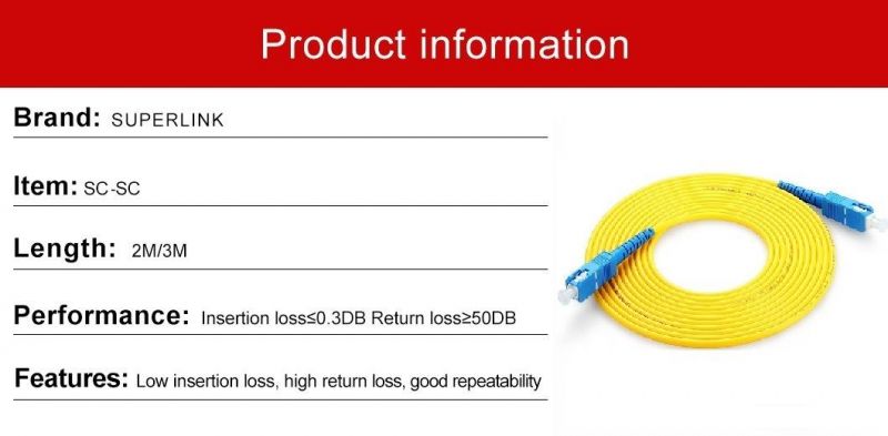 Fiber Optic Cable Sc Sc Optical Fiber Patch Cord 2m 3m