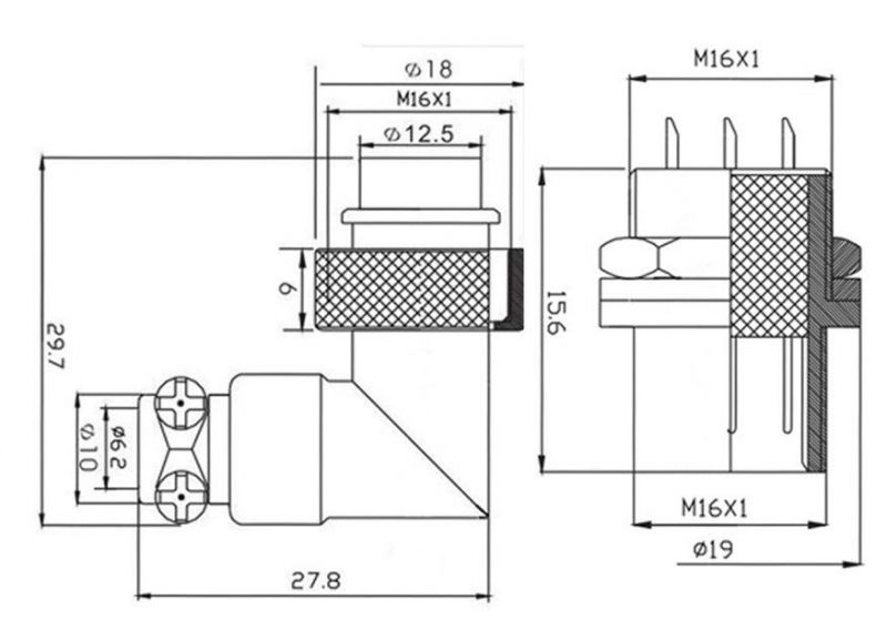 Waterproof Aviation Connector Male Socket Panel Mount Gx16 4 Pin Connector