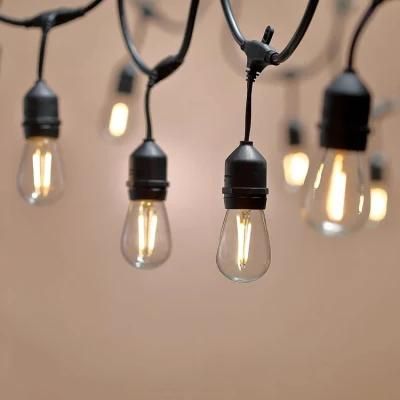 S14 Vintage Edison Bulbs 48FT Commercial Garden Xmas Party Patio Light Waterproof IP65 LED Outdoor String Lights