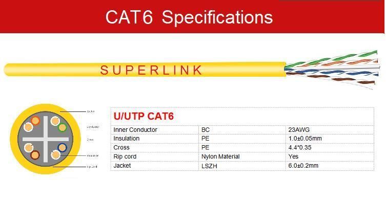 Superlink UTP CAT6 LAN Cable 23AWG Bc Fire Resistant LSZH Jacket 305m
