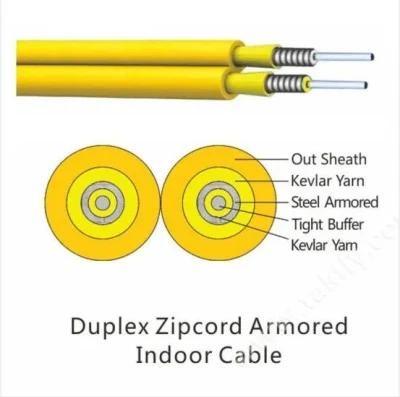 Indoor Simplex and Duplex Armored Fiber Optical Optic Cable for Communication Room