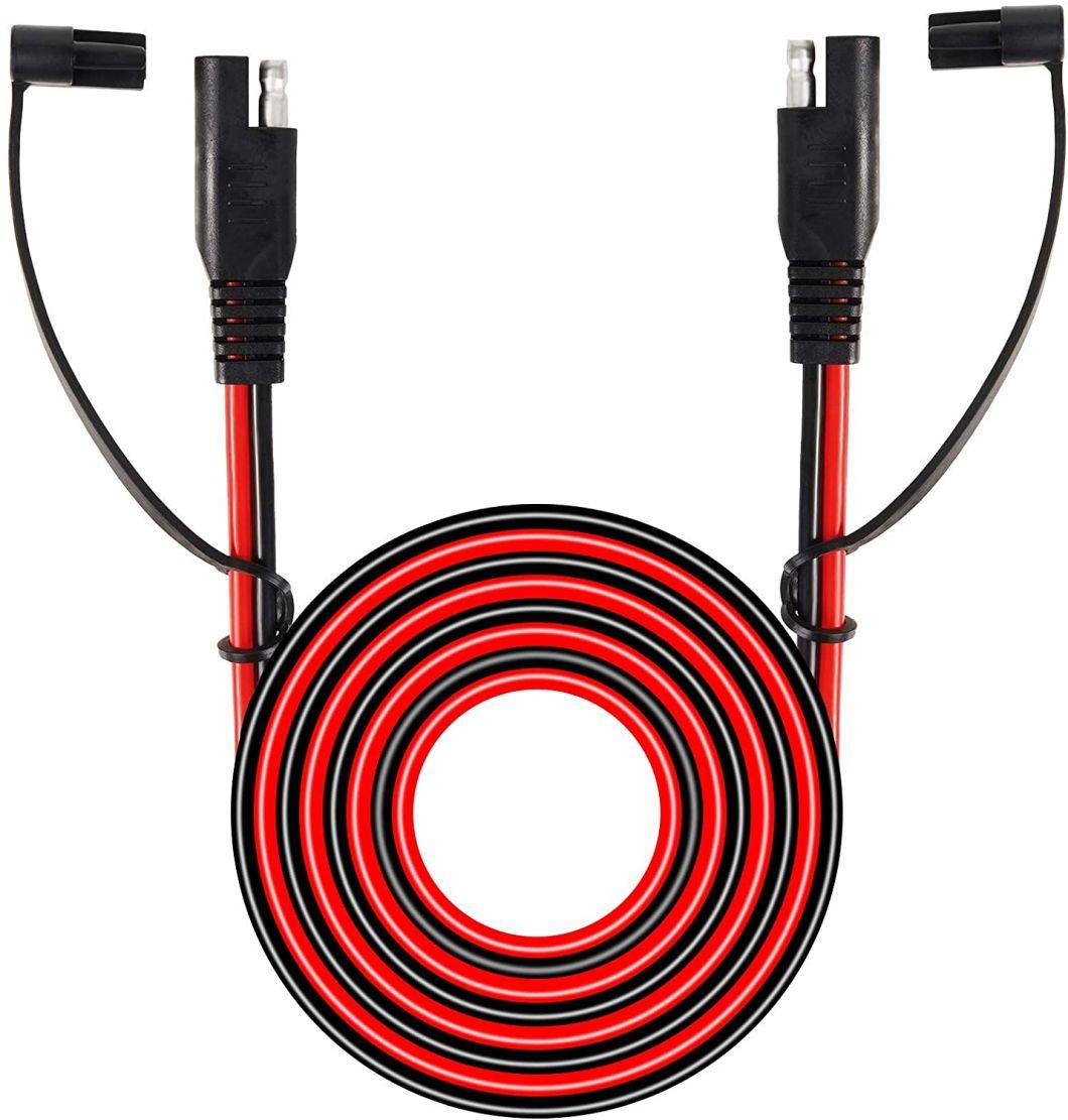 SAE Extension Cable 16AWG- SAE to SAE Extension Cord12FT, SAE 2pin Bullet Quick Connect 16AWG Heavy Duty Wire Harness with Waterproof Cap
