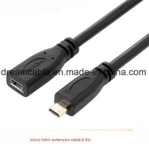 30cm Black Micro HDMI Extension Cable Male to Female