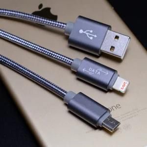 Braided 2 in 1 USB Cable with Qi Standard