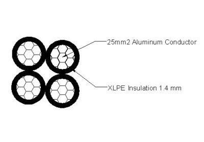 Aerial Service Cable 4X25 mm; , Alu - NFC 33 209