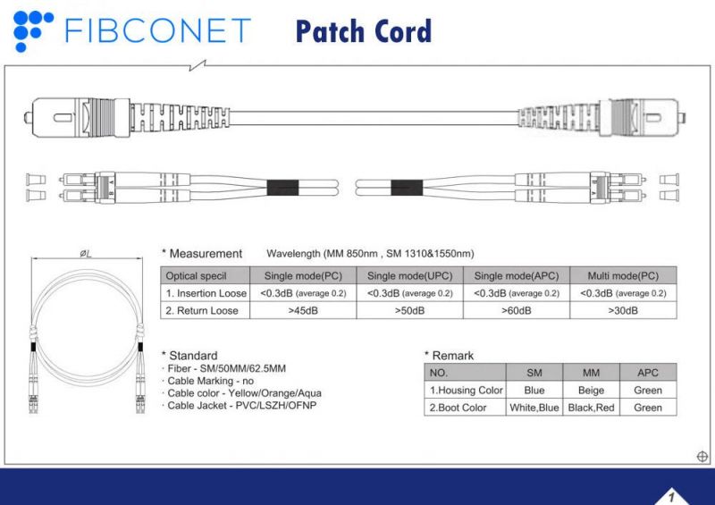 FTTH FC-St Simplex 3mm FTTH Fiber Optic/Optical Jumper Patch Cord