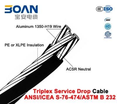 Triplex Service Drop Cable with ACSR Neutral, Twisted 600 V Triplex (ANSI/ICEA S-76-474)